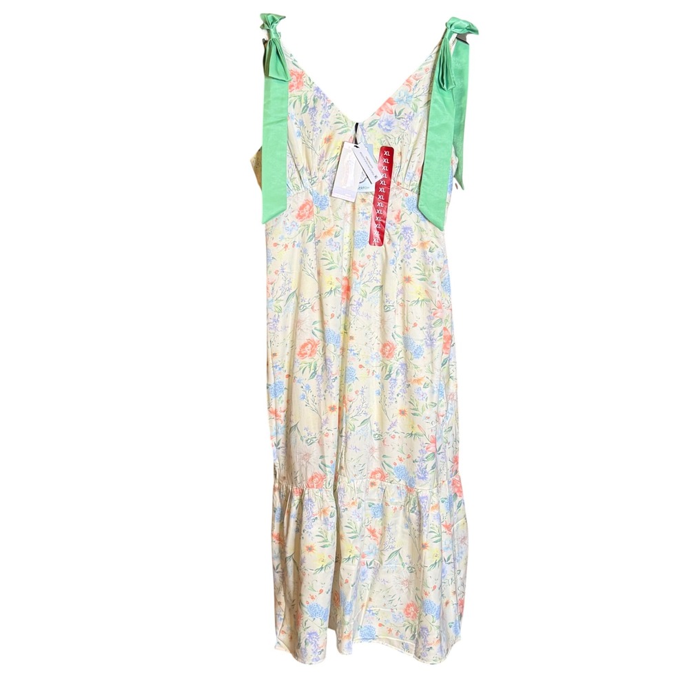 Floral Slip Dress XL Cream GreenNWT Romantic Wedding Guest Cottagecore - Picture 2 of 8
